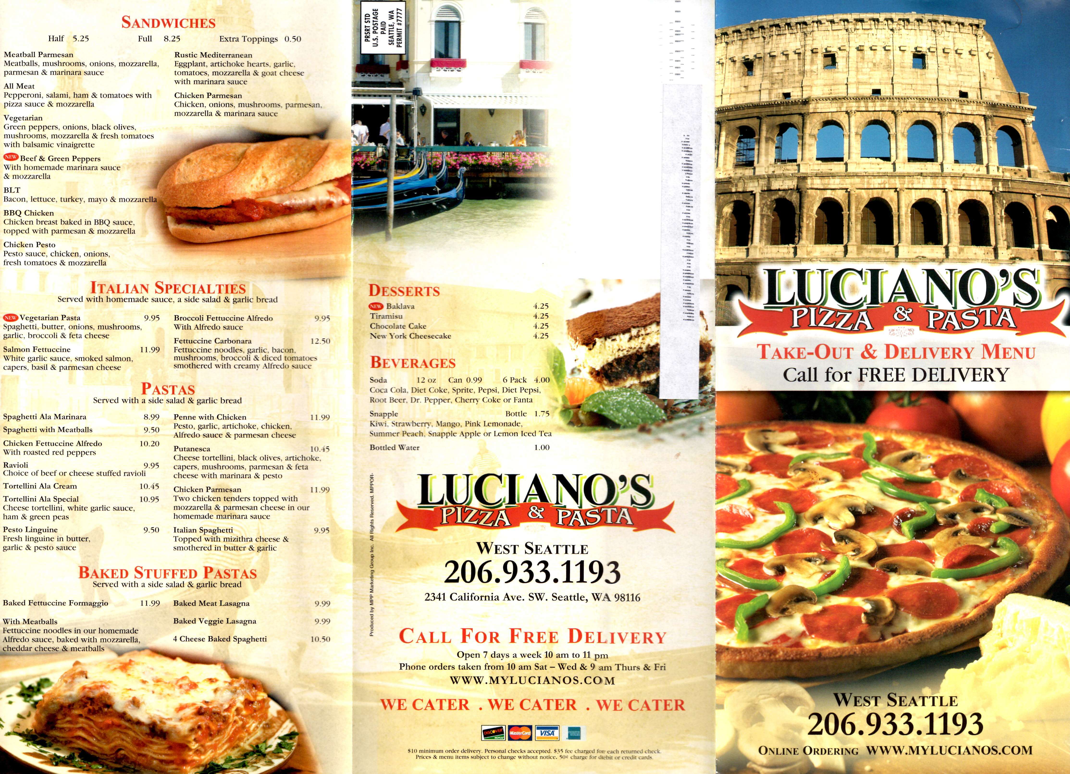 Luciano’s | West Seattle To Go Menus